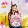 Athoinsu 12" Happy Birthday Bear Plush Pillow Cute Rainbow Stuffed Animal Soft Kawaii Birthday Plushie Star Wink Funny Pillows Home Room Decoration Gifts for Toddlers Kids Girls