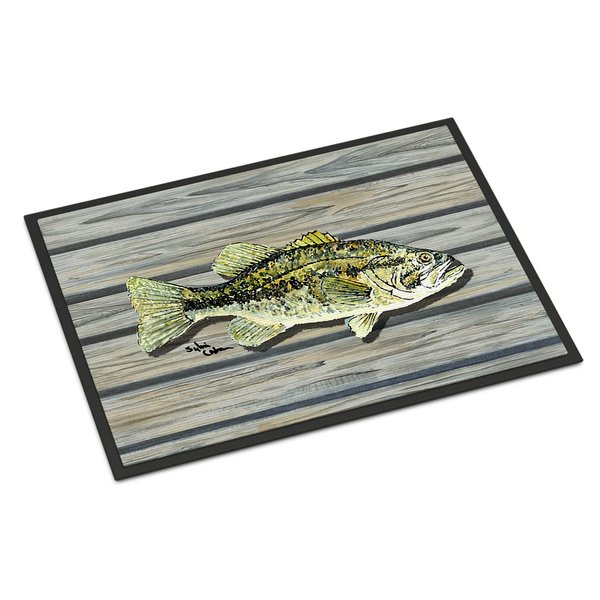 Caroline's Treasures 8493-MAT mall Mouth Bass Doormat 18x27 Front Door Mat Indoor Outdoor Rugs for Entryway, Non Slip Washable Low Pile, 18H X 27W
