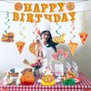 Refavor Pizza Party Decorations - 11PCS Pizza Birthday Party Decorations Pizza Happy Birthday Banners Hanging Swirl Pizza Theme Honeycomb Centerpieces Table Decor Supplies Pizza Decorations for Party
