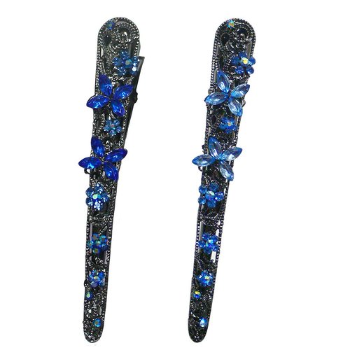 Set of 2 JCGY Alligator Hair Clips Long Duckbill Clips Beakclips NM86110-1-2sapphireLight Blue