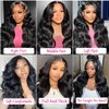 Hsxdm Body Wave Lace Front Wigs Human Hair Pre Plucked with Baby Hair 180% Density HD Transparent 13x4 Lace Frontal Human Hair Wigs for Women Natural Black 26 Inch
