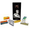 Caesar Gold Double Wire Safety Razor by Roman Empire Shaving | Classic Razor | Safety Razor | Steel Razor with Set of 20 Shaving Blades (Astra-Derby-Shark-Voskhod)