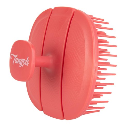 Tangols Triple-Fold Elastic Shampoo Hair Brush with Flexible-Soft Bristles, Promotes Hair Growth & Dandruff Removal, Scalp Exfoliator Head Massager Shampoo Shower Brush for All Hair Types (Red)