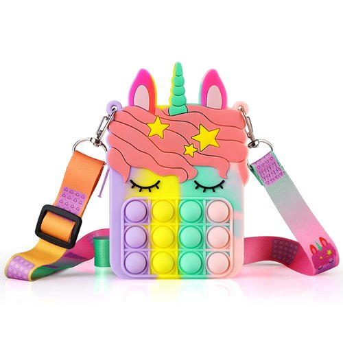 ATESSON Girl Toys Small Pop Purse,Unicorn Toys for Girls Age 4-6 Girls Purse,Fidget Toys Purses for Girls Shoulder Bag for Girls 6-12 for ADHD Anxiety Kids