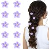 10 Pcs Small Flower Hair Clips Accessories for Women Girls, Cute Mini Flower Hair Pins with Rhinestone, Lily Flower Clips Metal Hair Barrettes Wedding Bridal Styling Decorative(Purple)