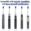 Sonic-FX Replacement Electric Toothbrush Heads Compatible with Fairywill, Sonic-FX and SnapWhite for Adults and Kids | Soft Charcoal/Nylon Bristles Sonic Replacement Toothbrush Heads (White,Pack of 4)