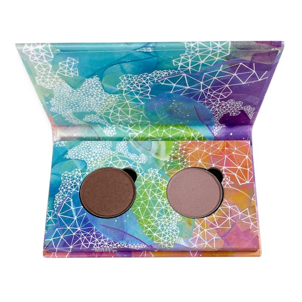 Honeybee Gardens Mini Skinny Duo Eye Shadow Compact in Tippy Taupe and Canterbury, Longlasting, Refillable & Customizable, Vegan, 26mm Pans