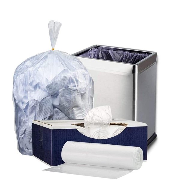 Plasticplace 6 Gallon Trash Bags │ 6 Microns │ Clear Garbage Can Low Density Liners │ 20" x 22" (100 Count)