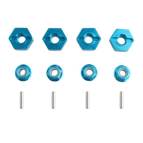 GDOOL 12mm Wheel Hex Hubs Drive Adapter 5mm Thick & Flange M4 Lock Nuts Aluminum for Redcat Axial HSP WLtoys Himoto RC Truck Model Car Upgrade Parts (Blue)