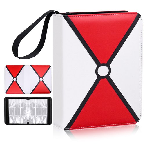 Krijues Trading Card Binder 9 Pocket, Waterproof PU Leather Card Binder with 50 Removable Sleeves Holds Up to 900 Cards，Premium Trading Card Holder with Zipper for Kids Adult Collectors Birthday Gift