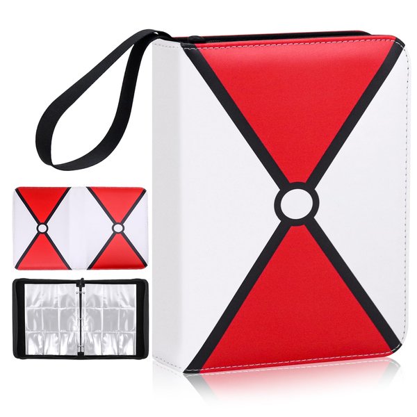 Krijues Trading Card Binder 9 Pocket, Waterproof PU Leather Card Binder with 50 Removable Sleeves Holds Up to 900 Cards，Premium Trading Card Holder with Zipper for Kids Adult Collectors Birthday Gift