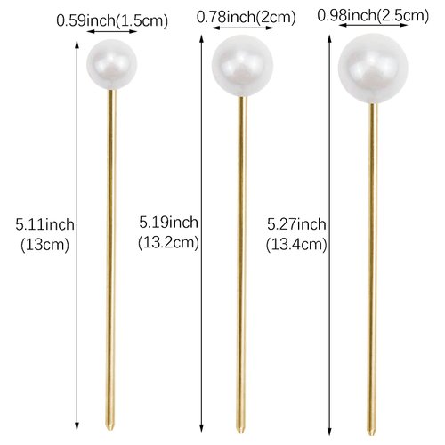 3 Pcs Pearl Hair Pins Minimalist Hair Metal Hair Stick Elegant Chignon Pins Updo Chopsticks Gold Hair Jewelry for Women and Girls