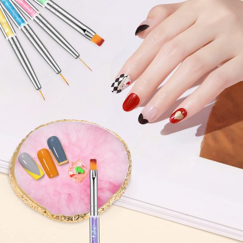 6 Pcs in 1 Set Resin Nail Art Palette with 5 Nail Brushes, Nail Tech Supplies Tools Nail Polish Mixing Palette Double-Ended Dotting Pen for Nail Art