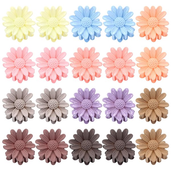 inSowni 20 Pieces 4.3cm/1.7" Colorful Plastic Daisy Sunflower Hair Claws Non Slip Strong Hold Hair Clips Barrettes Clamps Accessories for Women Girls Teens Kids