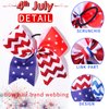 2PCS 4th of July Glitter Ribbon Cheer Hair Bows 8 Inch Patriotic Cheer Hair Bow Ties with Elastic Stars and Stripes Hair Tie Band Ponytail Holder Independence Day Hair Accessories for Kids