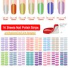 DANNEASY 16 Sheets Mermaid Color Nail Wraps Gel Nail Polish Stickers Self Adhesive Nail Polish Strips Ombre Fingernail Sticker Nails for Women with Nail File, Cuticle Stick