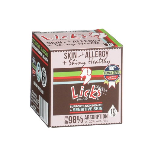 Licks Pill-Free Dog Skin and Allergy - Omega 3 Dog Allergy Relief - Dog Vitamins & Supplements for Itch Relief - Turmeric Supplement for Dog Skin - Gel Packets - 10 Use