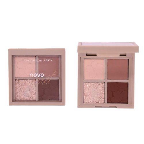 Novo 4-Color Eyeshadow Palette | Versatile for Daily Wear and Travel | Perfect for Students, Influencers, and All Makeup Lovers (02# Purity (Earthy Cool Gray Tones), Net Weight: 6g)