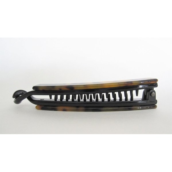 Generic Slim black and beige marbled banana hair claw clip for fine hair