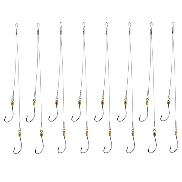 Dyxssm Fishing Hook and Leader, Fishing Rig Hooks with Wire Line Leader (14#)