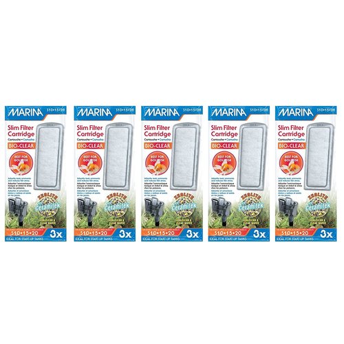 Hagen 15-Pack Marina Slim Aquarium Water Filter with Zeolite Plus Ceramic Cartridge