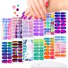 JERCLITY 12 Sheets Aurora Gradient Color Nail Polish Strips with Nail File Self-Adhesive Graffiti Cloud Rainbow Nail Stickers Full Nail Wraps for Women Kids Nail Strips Manicure Kit for DIY Nail Art