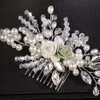 JWICOS Wedding Hair Comb Bridal Flower Hair Pieces Pearl Wedding Hair Accessories for Women and Girls