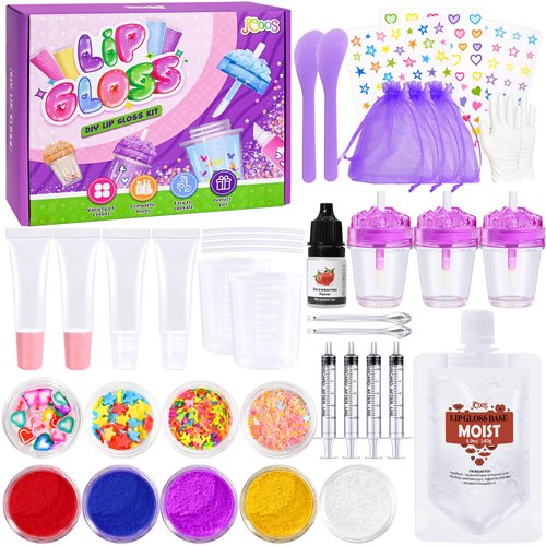 Lip Gloss Making Kit, JCOOS 41PCS Kids Lip Gloss for Girls lip Gloss Kit, Fun Diy Lip Gloss Making Kit Lip Gloss Making Supplies for Beginner, Lip Gloss Set Teen Girl Gifts Trendy Stuff Gifts for Kids