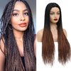 ROSEBONY Braided Wigs Long Box Braids Wig for Women Ombre Brown #30 28 Inch Micro Box Braids Fake Scalp Wig Synthetic Wigs (1B/30)