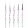 TEOYALL Nail Art Liner Brushes, Fine Line Nail Brush 7/9/11/15/20mm Thin Detail Precision Drawing Brushes for Gel Nail Polish