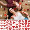 Valentines Day Temporary Tattoo Adult Kids, Red Heart Lip Fake Tattoos, Rose Angel Arrow Line Hearts Tattoo Stickers, Semi Permanent Tattoo for Women Valentines Decoration 10 Sheets