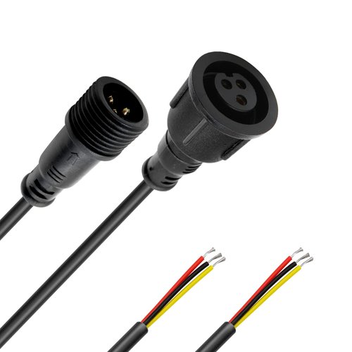 Xconnect Type 3 Core 10 Pair 20in Length Waterproof Led Connectors Black Pigtail Male and Female Waterproof IP65 Connector for LED Strip Lights/Smart Pixel String Lights (Xconnect-50cm-3 pin)