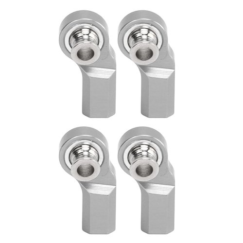 VBESTLIFE RC Car Rod End, 4PCS Aluminium Alloy Steel RC Car Rod End Bend M3 RC Car Steering Rod Head Vehicle Scale Accessories for SCX10 1/10 Car Model (Silver)