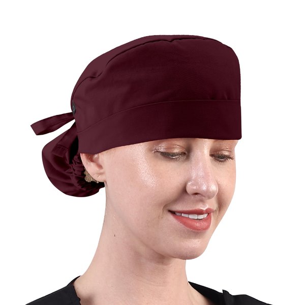 GUOER Scrub Caps for Women Long Hair Tie Back Working Caps Can Store Long Hair One Size (LH21C)