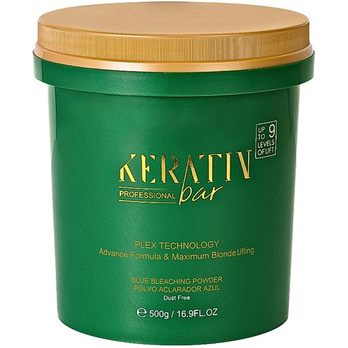 KERATIN BAR Professional Blue Bleaching Powder - Plex Technology - Lifts up to 9 Shades - Maximum Lifting Extra Strength Lightener Hair Highlights All Type & Highlighted Hair - Dust Free - 16.9 oz