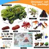 Wellkyo Dinosaur Toys for Kids 3-5 Years,Tyrannosaurus Dinosaur Truck Toys with Jurassic World Activity Play Mat,4 Motorcycle Riding Dinosaurs，8 Dinosaur Cards，6 Dino Figures Set for Boys Girls