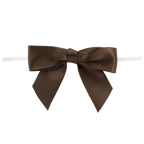 Brown Satin Pre-Tied Decorative Bows - 3" Wide, Set of 10, Christmas, Wedding Favors, Fall Decor, Birthday, Thanksgiving Gift Ribbons, Autumn, Gift Bows