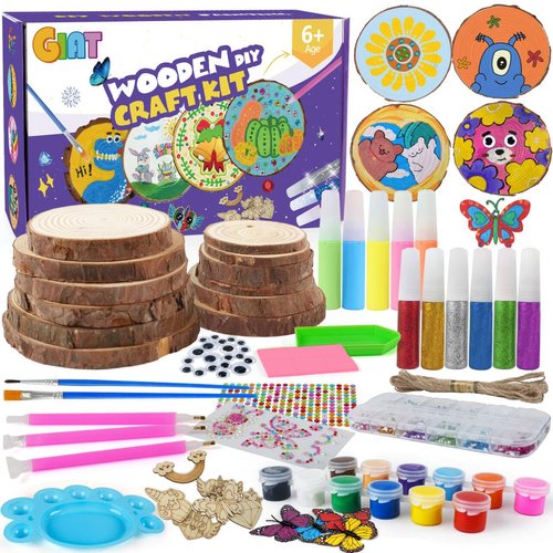 GIAT Arts and Crafts for Kids Age 8-12 Wooden Painting Kit - Best Birthday Toy Gift Ideas for Girls 7 9 10 11 Year Old - Crafts for Girls