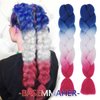 BASEMMAHER Colored Braiding Hair Extensions for Women Girls Red White Blue Ombre Jumbo Braids Crochet Synthetic Fiber Hair Pre Stretched High Temperature Heat Resistant Braiding Hair 24 Inch