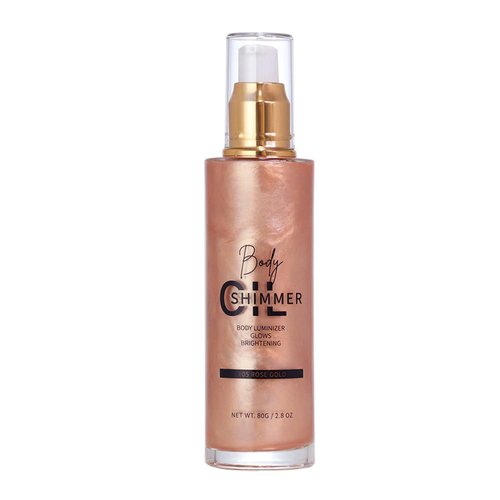 Melemando Shimmer Body Luminizer 5 Color Waterproof Smooth Face Body Glow Illuminator Non-sticky Liquid Body Highlight Illuminator for Face & Body & Leg (80 ML, 05 Rose Gold)