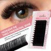 NATUHANA Round Eyelash Extensions 0.20mm C Curl Russian Single Lash 15-20mm Mixed Tray Professional Lash Supplies,Classic Individual Lash Extensions 16Rows/Case Matte Black (black;0.20 C, 15-20 MIX)