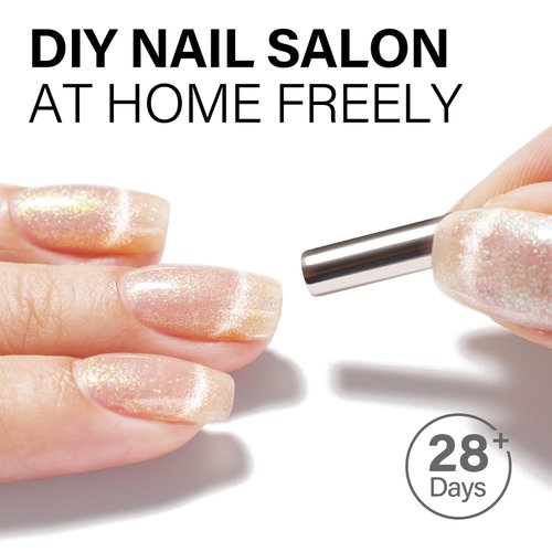 AILLSA Cat Eye Gel Nail Polish Nude Jelly Glitter Gel Polish Iridescent Holographic Nail Polish Gel Shimmer Sparkle Soak Off U V Gel with Magnet Stick for Nail Art Salon DIY at Home 0.27 Fl Oz GE29