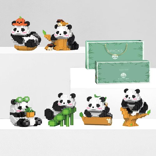 ZEMIRO CHARGE Mini Building Blocks 3D Building Toy Panda, Mini Blocks Building Sets, Ideal Gift for Birthdays, Christmas (6 Sets with 2502 PCS)