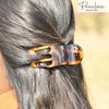 Parcelona French Simply Bear Paw Medium 3” Celluloid Acetate Side Slide In Jaw Yoga Fine Hair Claw Clip for Women and Girls (Light Tortoise Shell)