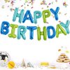 TONIFUL Blue Green Happy Birthday Balloons Banner 16 Inch Mylar Foil Letters Birthday Sign Bunting Reusable for Girls Boys Kids & Adults Birthday Decorations and Party Supplies