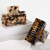 2 Pcs Rectangle Tortoise Claw Clip For Thick Hair,Cutout Medium Hair Clips For Women,Leopard Square Hair Jaw Clips Non Slip