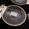 PLASTICPRO 32 Piece Combo Plates Set includes 16-7'' inch Plates & 16-9'' inch Plates Clear Plastic Organic Hammered Design Party Plates With Gold Rim, Elegant, Tableware, Dishes,
