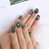 Zehope St Patrick's Day Short Fake Nails Green Press on Nails Four Leaf Clover False Nails Beer Full Cover Nails for Women and Girls 24PCS (Glossy)