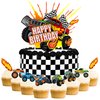 Haxpacal Truck Cake Topper, 49pcs Monster Car Theme Birthday Party Supplies, Red, Green, Blue Cake Decorations for Kids Birthday, Baby Shower Party Decorations