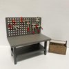 1:12 Dollhouse Miniature Tool Workbench with Accessories Miniature Dollhouse Garage Garden Furniture (Darkgreyworkbench)